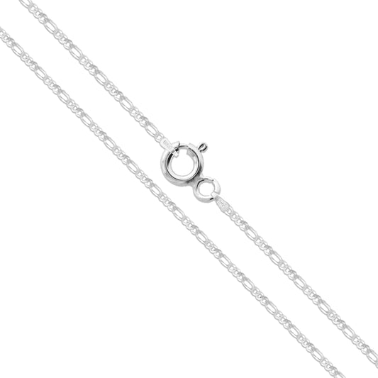 Sterling Silver Diamond-Cut Figaro Link Chain 2.3mm Solid 925 Italy Necklace