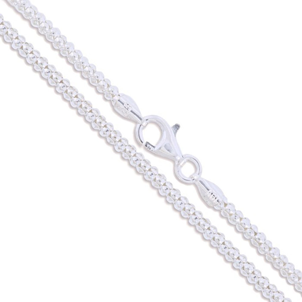 Sterling Silver Diamond-Cut Popcorn Chain 2mm Soild 925 Italy New Necklace