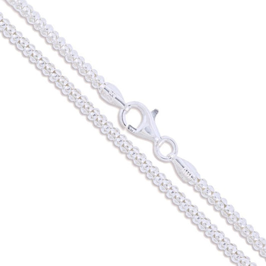 Sterling Silver Diamond-Cut Popcorn Chain 3mm Solid 925 Italy New Necklace