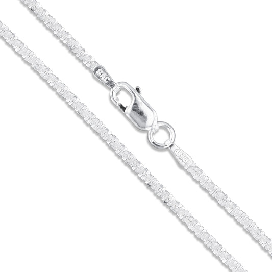 Sterling Silver Diamond-Cut Popcorn Chain 1.8mm 925 New Criss Cross Necklace