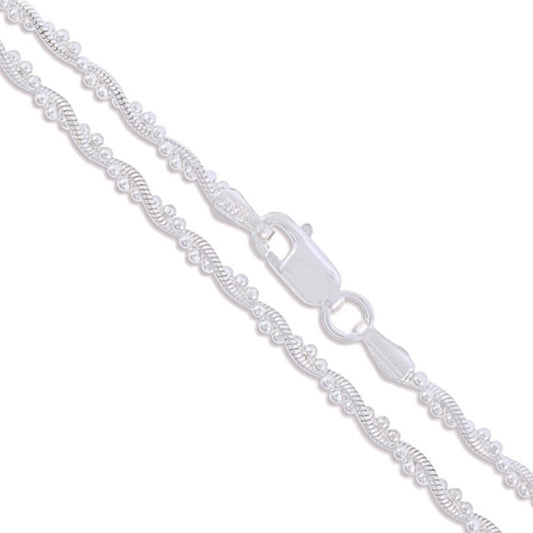 Sterling Silver Snake Chain w/ Ball Bead Strand 2mm Solid 925 Italy Necklace