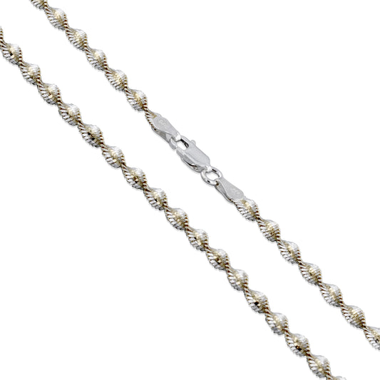 Sterling Silver Magic Twist Rope Chain 4.2mm Solid 925 Italy 2 Tone Necklace