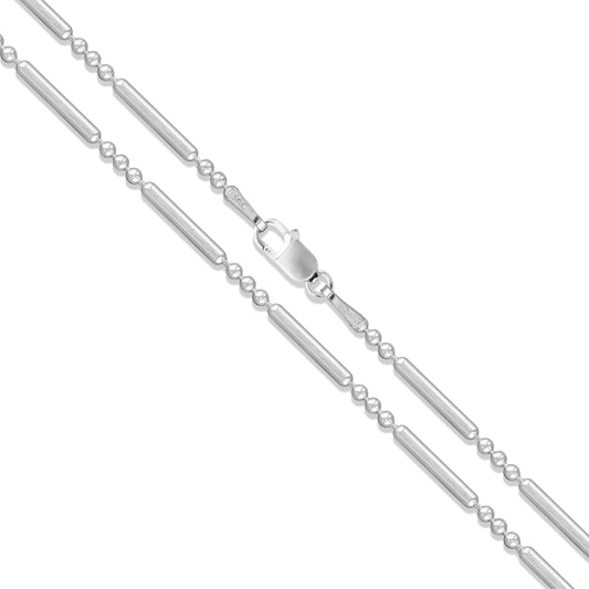 Sterling Silver Ball Bead Bar Chain 1.5mm Solid 925 Italy Unique Necklace