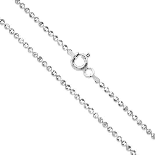 Sterling Silver Diamond-Cut Ball Bead Chain 1mm 925 Italy Dog Tag Necklace