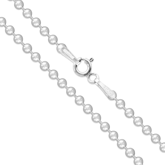 Sterling Silver Italian Ball Bead Chain 1.5mm 925 Italy New Dog Tag Necklace