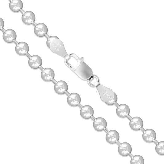 Sterling Silver Italian Ball Bead Chain 2.4mm 925 Italy New Dog Tag Necklace