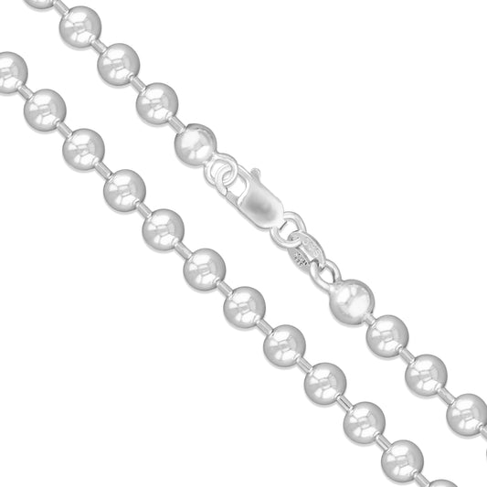 Sterling Silver Italian Ball Bead Chain 5mm 925 Italy New Dog Tag Necklace