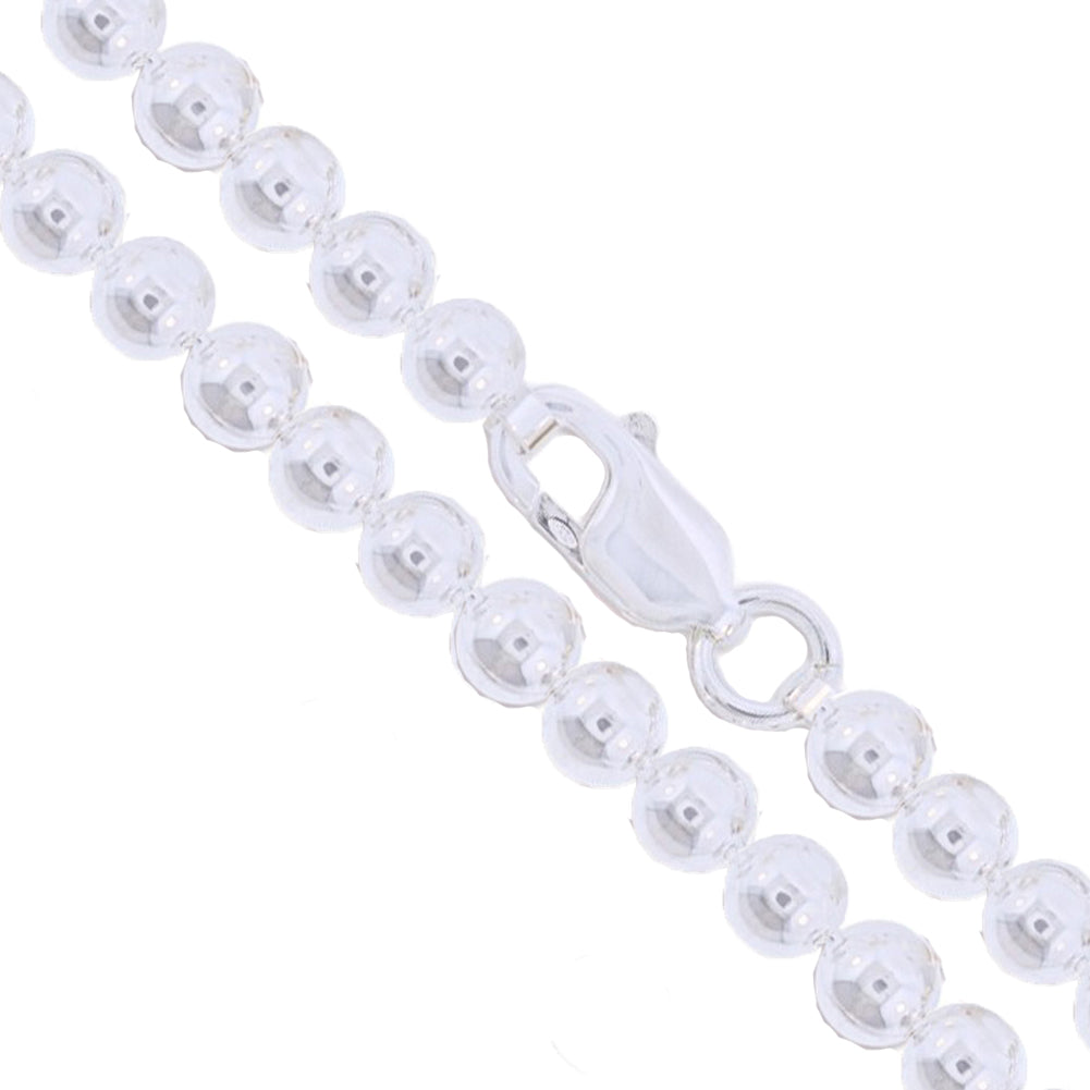 Sterling Silver Hollow Ball Bead Chain 5mm 925 Italy Large Huge Dog Tag Necklace