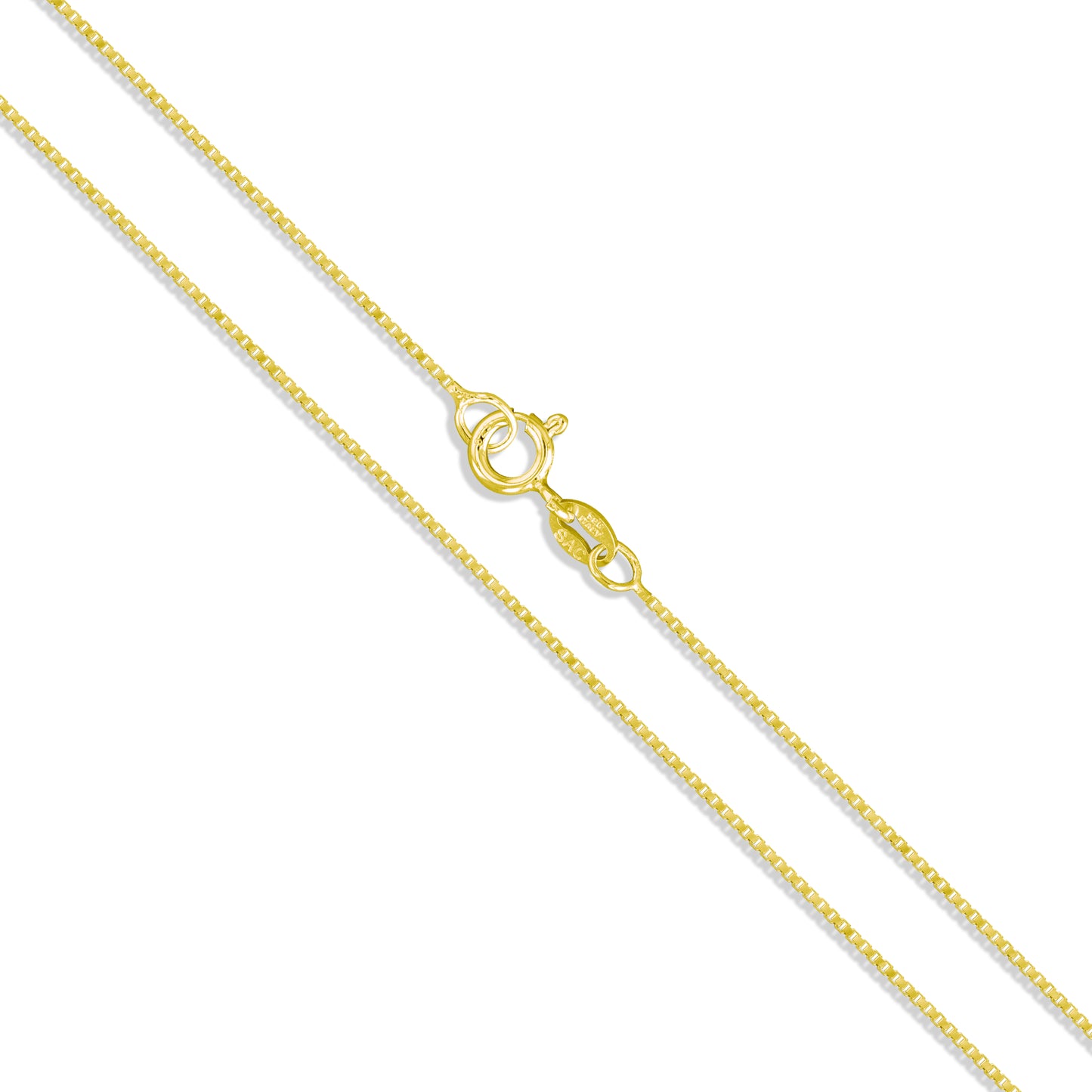 Sterling Silver Yellow 22k Gold Plated Box Chain 1mm 925 Italy New Necklace