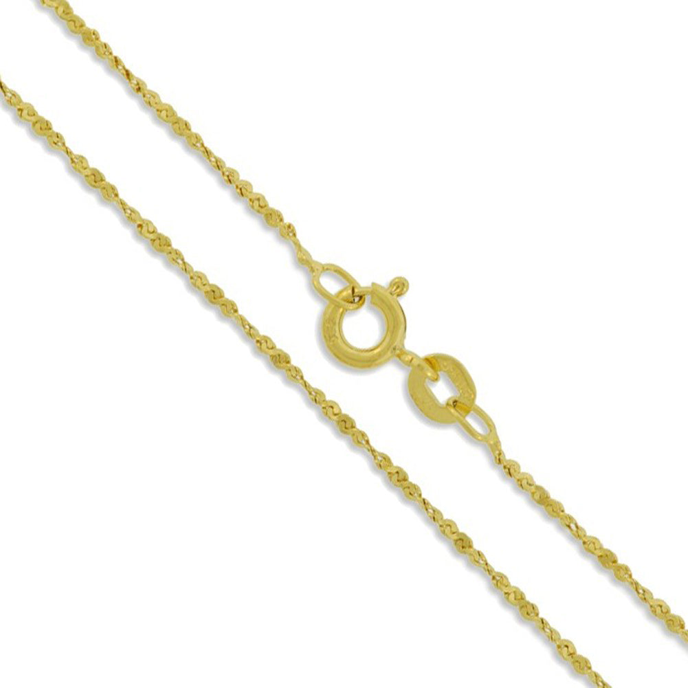 Sterling Silver Gold Plated Serpentine Twist Rope Chain 1.2mm 925 Necklace