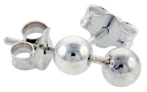 Sterling Silver Round Ball Stud Earrings 4mm Polished Bead 925