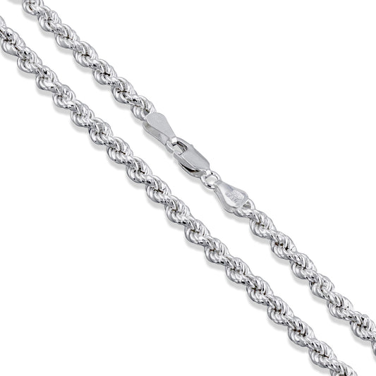 Sterling Silver Hollow Spiral Rope Chain 4mm Pure 925 Italy New Men's Wide Necklace