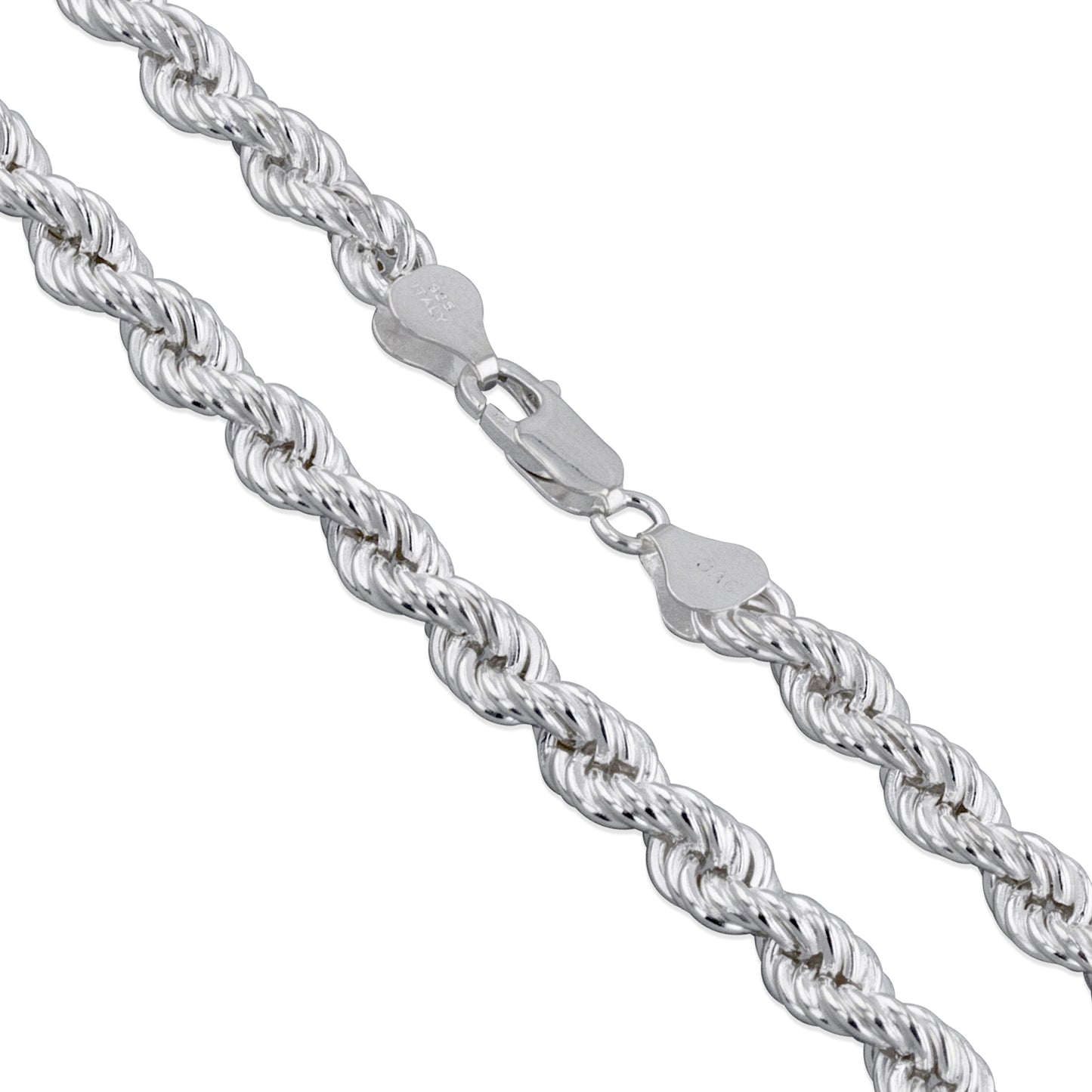 Sterling Silver Hollow Spiral Rope Chain 6mm Pure 925 Italy New Men's Wide Necklace