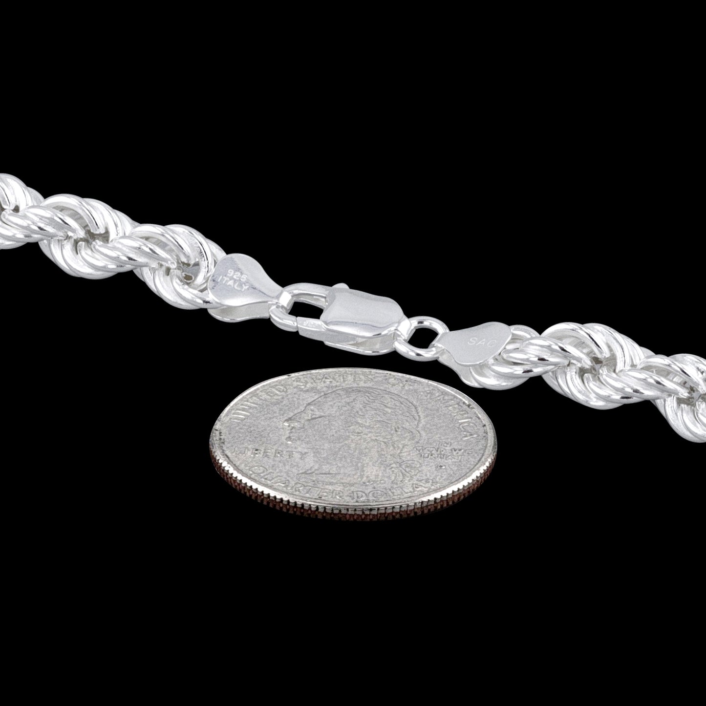 Sterling Silver Hollow Spiral Rope Chain 8mm Pure 925 Italy New Men's Wide Necklace