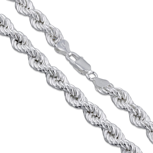 Sterling Silver Hollow Spiral Rope Chain 8mm Pure 925 Italy New Men's Wide Necklace