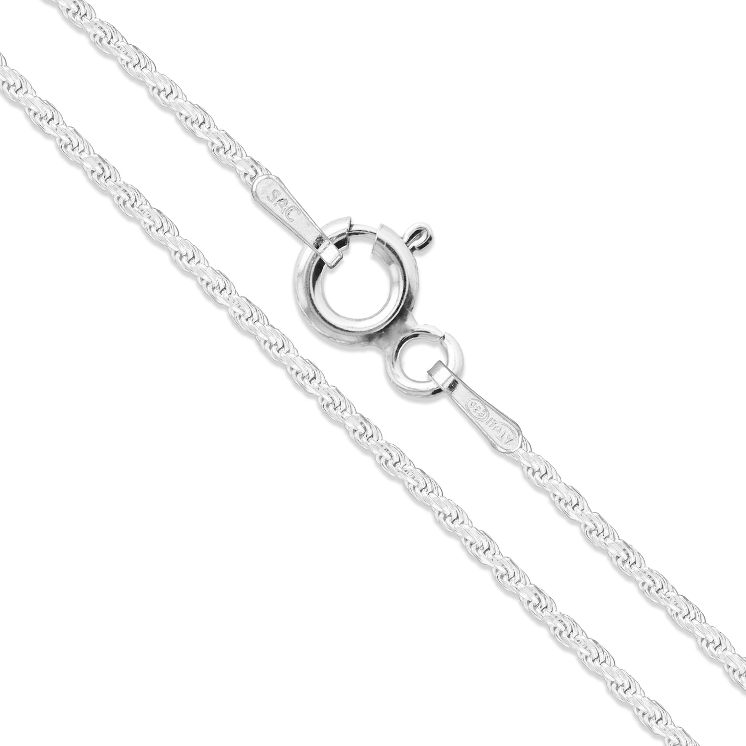 Mens sterling silver on sale diamond cut rope chain