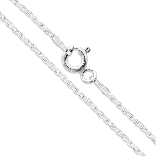 Sterling Silver Diamond-Cut Rope Chain 1.1mm Solid 925 Italy New Necklace