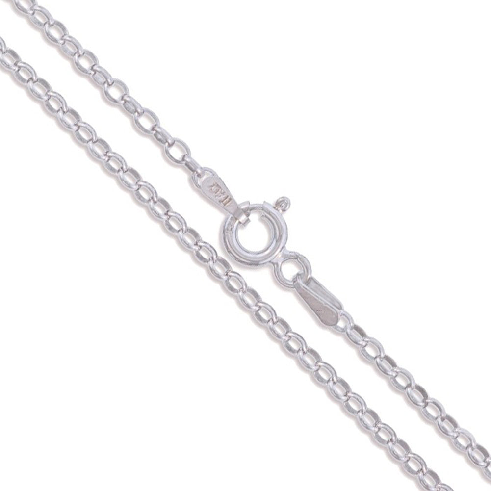 Sterling Silver Rhodium Plated Rolo Chain 2.1mm Solid 925 Italy New Necklace