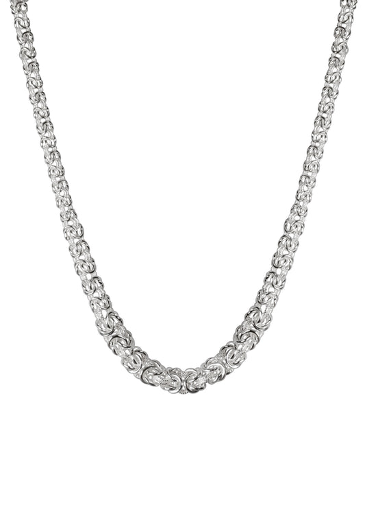Sterling Silver Graduated Byzantine Itailian 10mm Wide Necklace 925 Link Chain