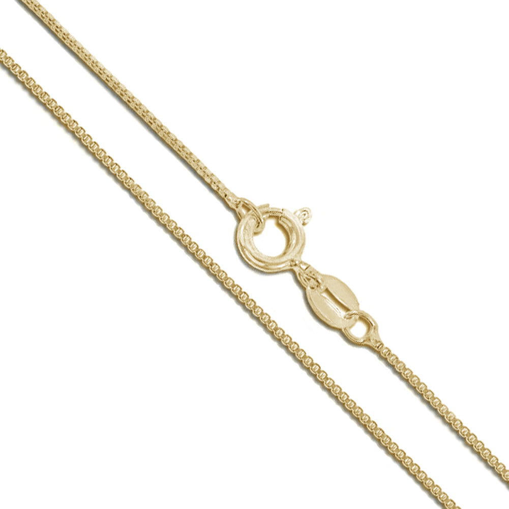 10k Yellow Solid Gold Box Link Chain 1mm Necklace