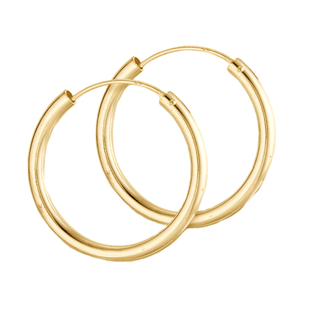 10k Yellow Gold 23mm Endless Round Tube Hoop Earrings