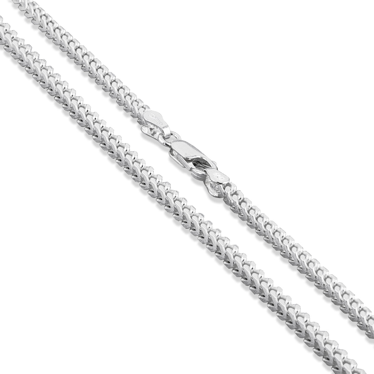 Sterling Silver Men's Franco Chain 3mm Solid 925 Italy New Necklace