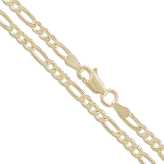 14k Yellow Gold Hollow Figaro Link Chain 2.6mm Necklace