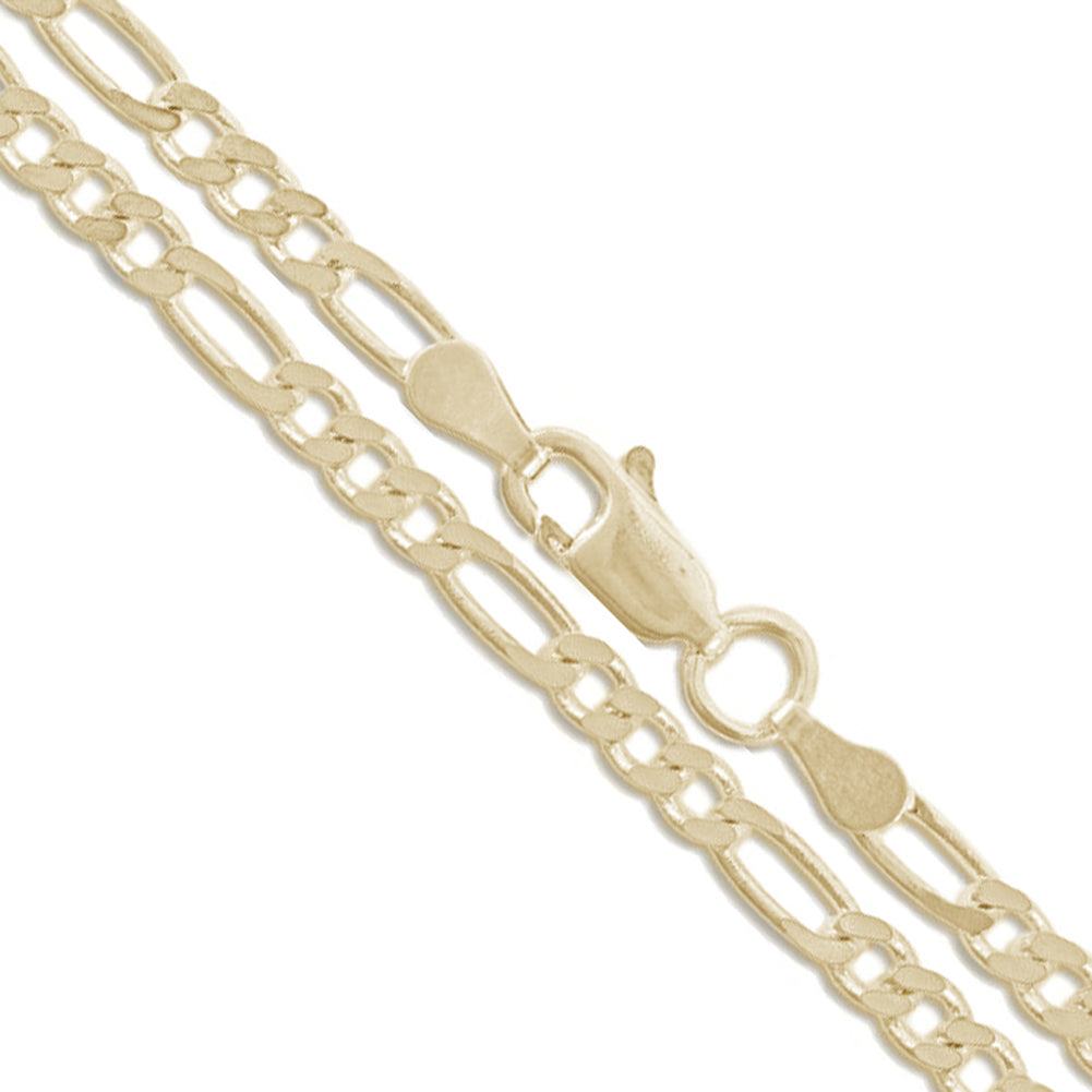 14k Yellow Gold Solid Figaro Link Chain 3.3mm Necklace