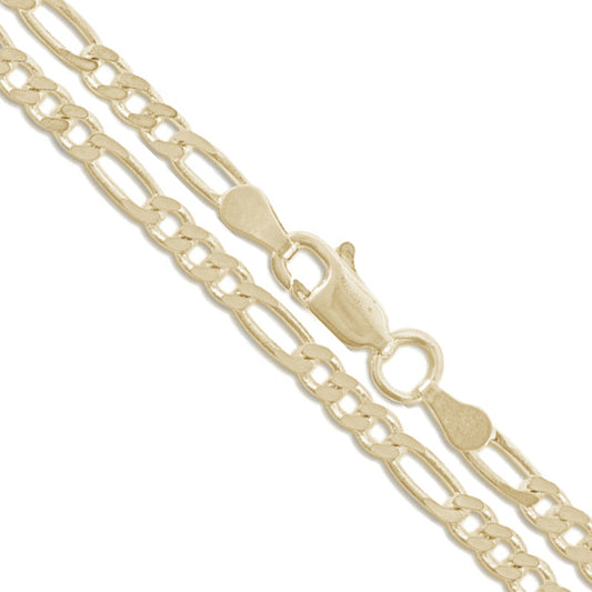 14k Yellow Gold-Hollow Figaro Link Chain 3.3mm Necklace