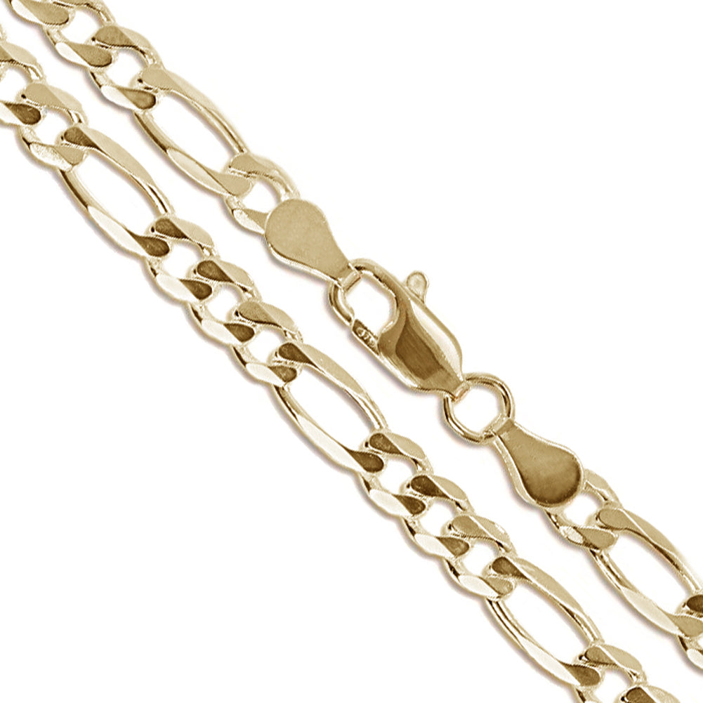 14k Yellow Gold-Hollow Figaro Link Chain 4.3mm Necklace