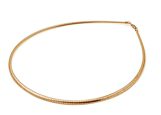 Sterling Silver Gold Tone Reversible Omega Snake Chain 3mm Solid 925 Italy New Necklace