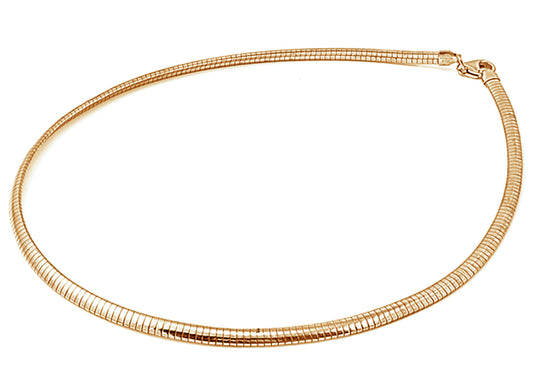 Sterling Silver Gold Tone Reversible Omega Snake Chain 4mm Solid 925 Italy New Necklace