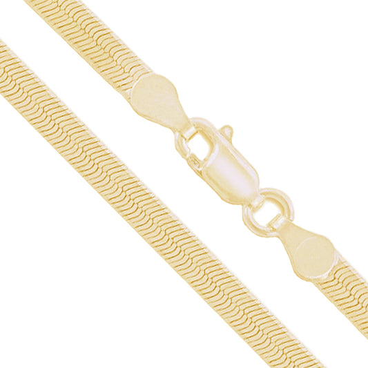 10k Yellow Gold Solid Flat Herringbone Chain 6.85mm Necklace