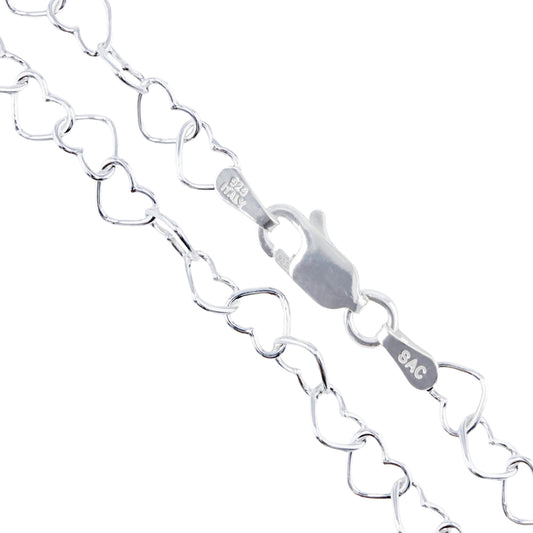Sterling Silver Italian Love Heart Chain 4mm Solid 925 Italy Infinity Promise Necklace