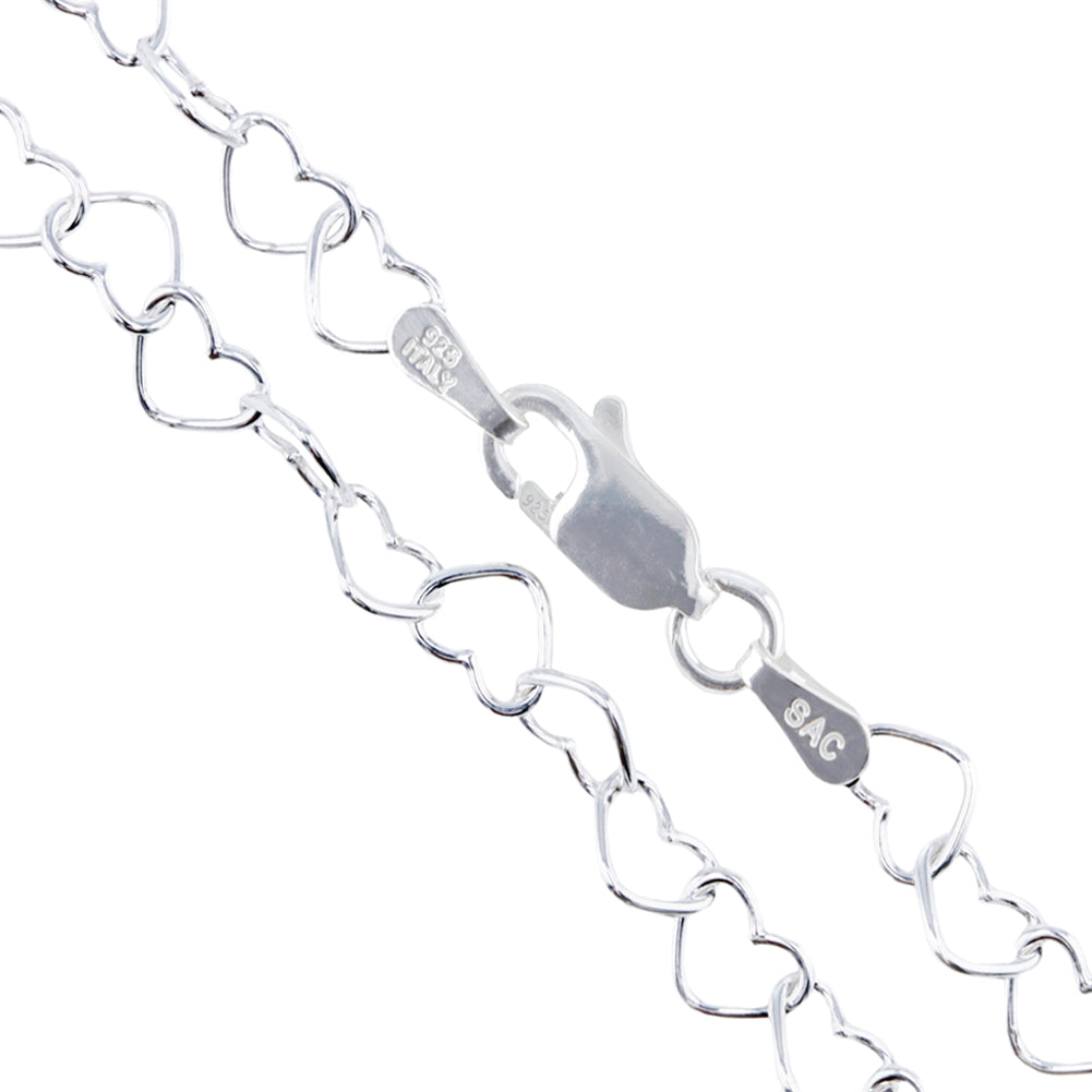 Sterling Silver Italian Love Heart Chain 5.3mm Solid 925 Italy Infinity Promise Necklace