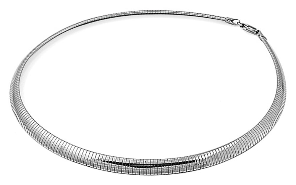 Sterling Silver Reversible Oval Omega Snake Chain 6mm Solid 925 Italy New Necklace
