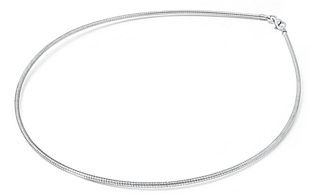 Sterling Silver Round Omega Snake Chain 3mm Solid 925 Italy New Necklace