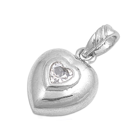 Simple Promise Heart Pendant Clear CZ .925 Sterling Silver Love Charm