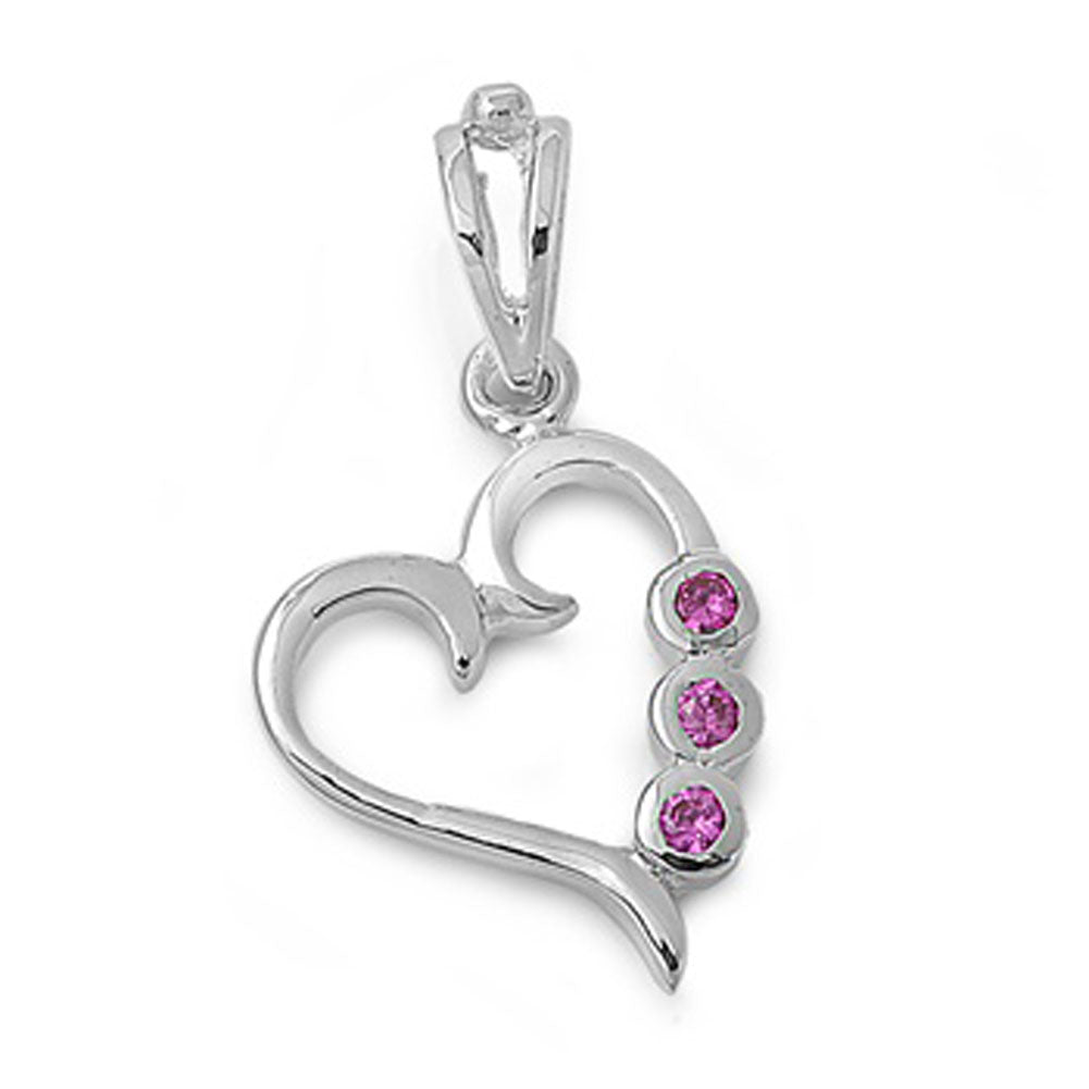 Circle Filigree Swirl Heart Pendant Simulated Ruby .925 Sterling Silver Charm