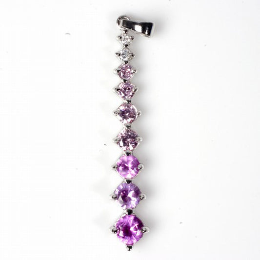 Sterling Silver Dangling Ombre Journey Drop Pendant Pink CZ Charm