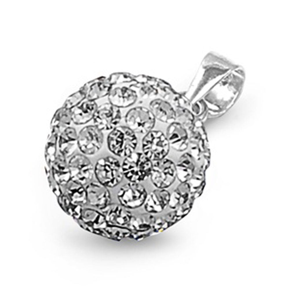 Sparkly Disco Ball Pendant Clear CZ .925 Sterling Silver Simple Charm