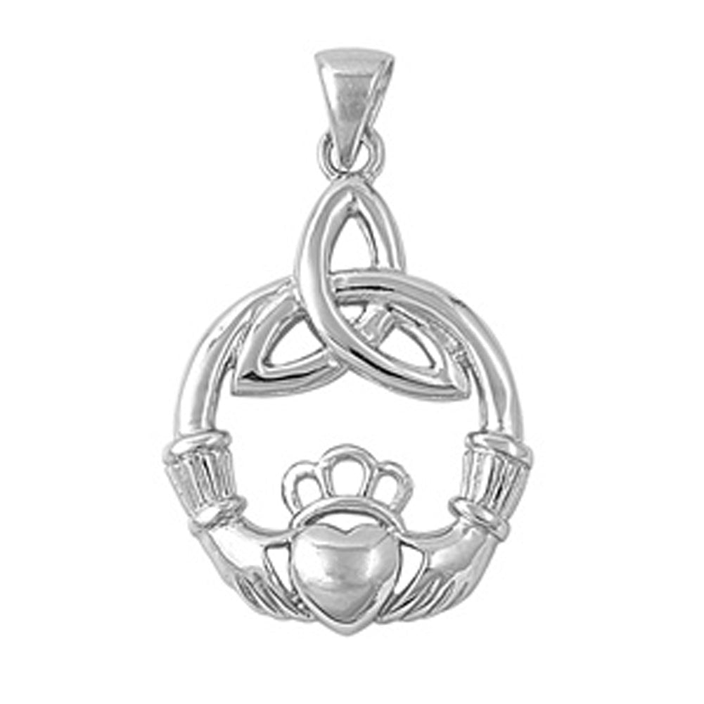 Promise Heart Triquetra Knot Claddagh Pendant .925 Sterling Silver Love Charm