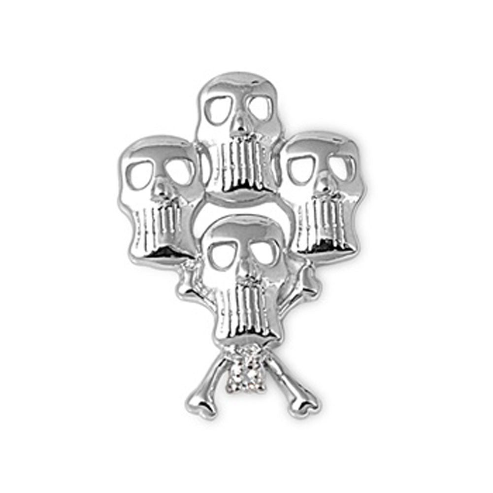 Crossbones Multiple Pirate Skull Pendant .925 Sterling Silver Biker Cutout Charm