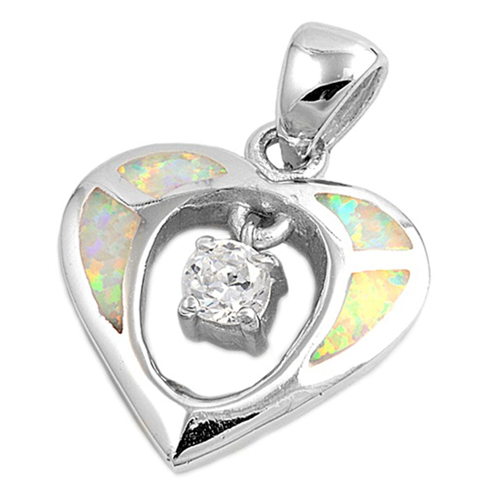 Classic Dangling Heart Pendant Clear CZ .925 Sterling Silver Charm