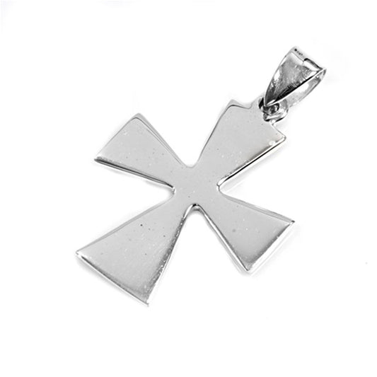 Classic Tapered Cross Pendant .925 Sterling Silver High Polish Shiny Flat Charm
