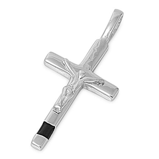 Crucifix Minimalist Simple Cross Pendant .925 Sterling Silver Jesus Shiny Charm