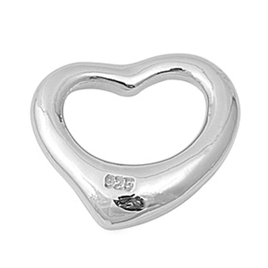 Abstract Promise Heart Pendant .925 Sterling Silver Hanging Floating Open Charm