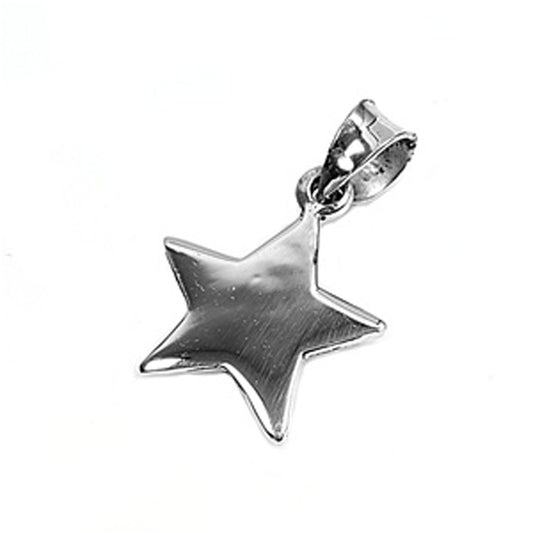 Flat High Polish Star Pendant .925 Sterling Silver Celestial Mystic Dream Charm