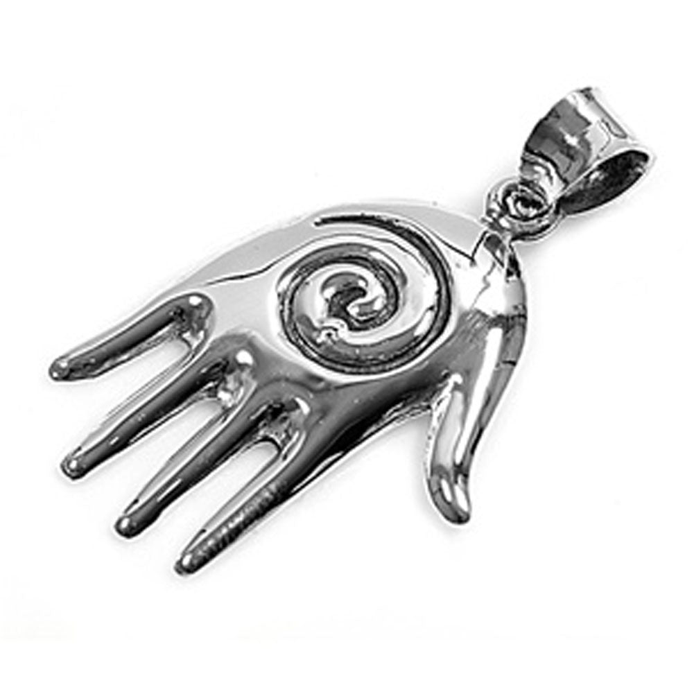 Spiral High Polish Hand Pendant .925 Sterling Silver Swirl Anatomy Body Charm