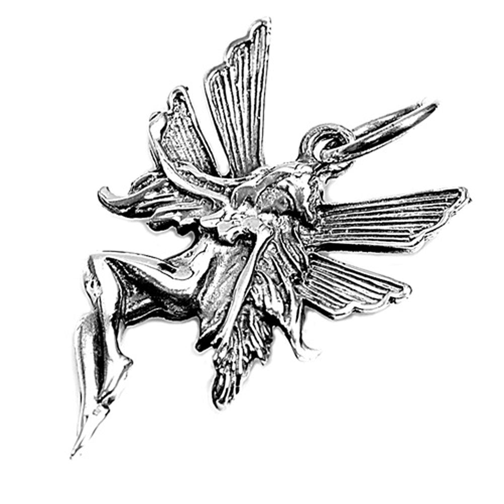 Detailed Wing Nature Fairy Pendant .925 Sterling Silver Sprite Forest Elf Charm